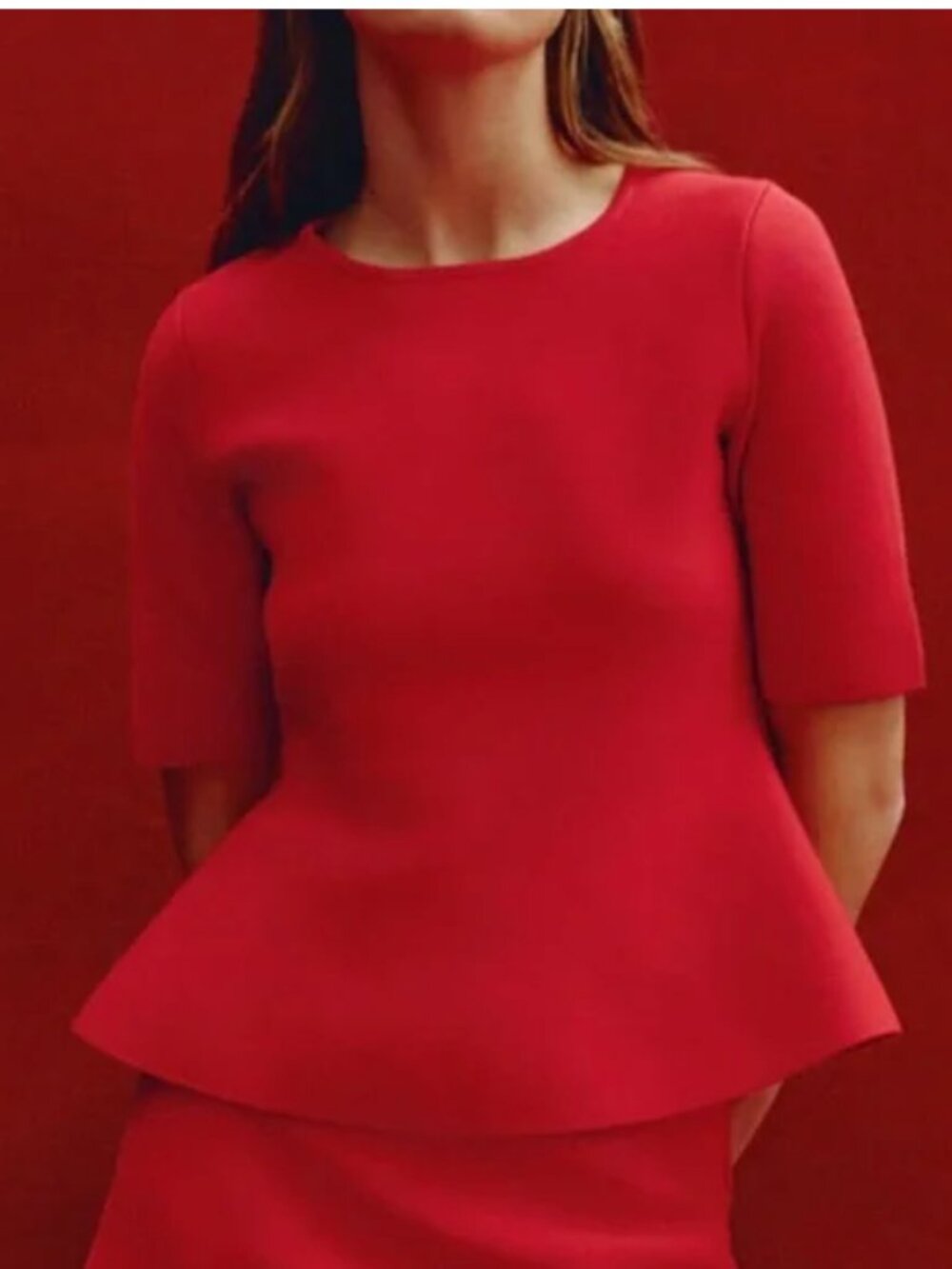 NWT Zara Red Peplum Short-Sleeve Top Size S